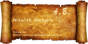 Antalik Barbara névjegykártya